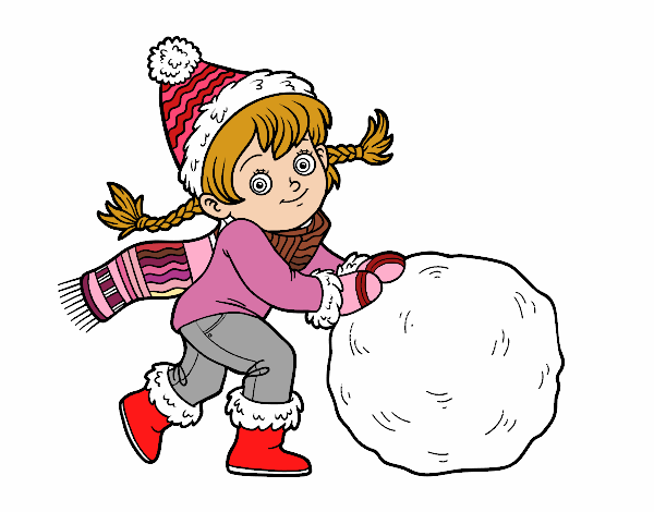 Niña con gran bola de nieve