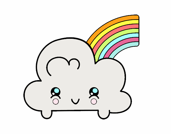 Nube con arco iris kawaii