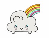 Nube con arco iris kawaii