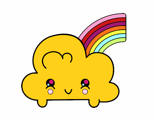 Nube con arco iris kawaii