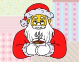 Papá Noel con taza de café