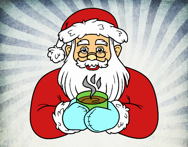 Papá Noel con taza de café