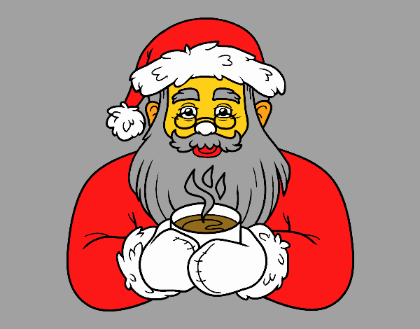 Papá Noel con taza de café