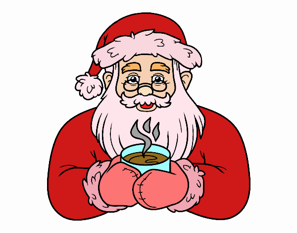 Papá Noel con taza de café