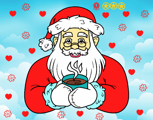 Papá Noel con taza de café