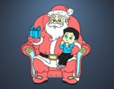 Papá Noel y niño en Navidad