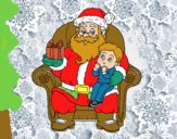 Papá Noel y niño en Navidad