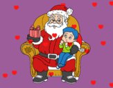 Papá Noel y niño en Navidad