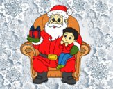 Papá Noel y niño en Navidad