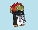 Pingüino con regalo de Navidad