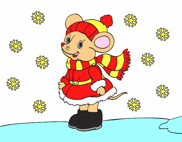 Ratita abrigada en Navidad