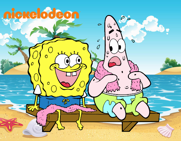 Bob Esponja y Patricio en bañador