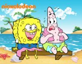 Bob Esponja y Patricio en bañador