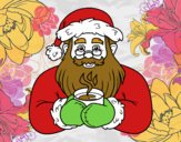 Papá Noel con taza de café