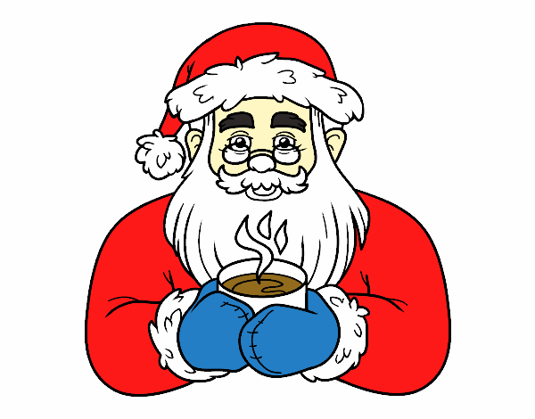 Papá Noel con taza de café