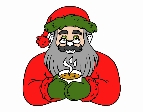 Papá Noel con taza de café