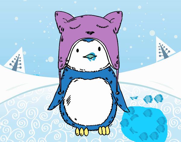 Pingüino con gorrito divertido