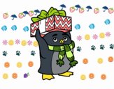 Pingüino con regalo de Navidad