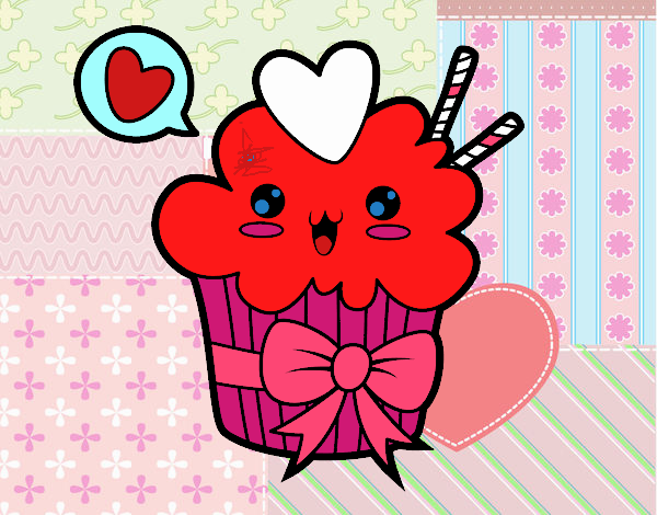 Cupcake kawaii con lazo