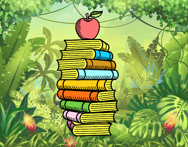 Libros y manzana