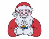 Papá Noel con taza de café