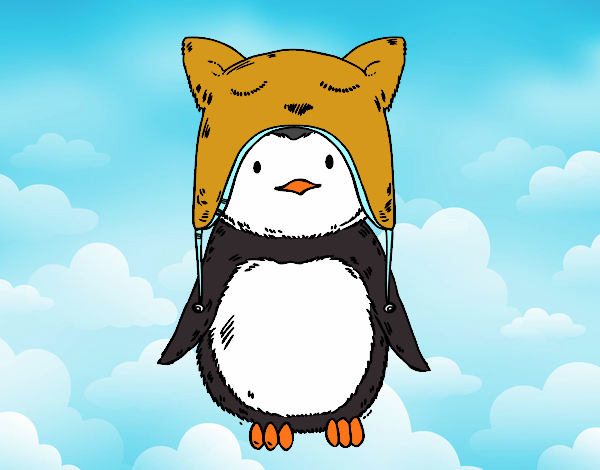 Pingüino con gorrito divertido