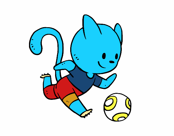 Gato jugando a fútbol