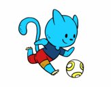 Gato jugando a fútbol