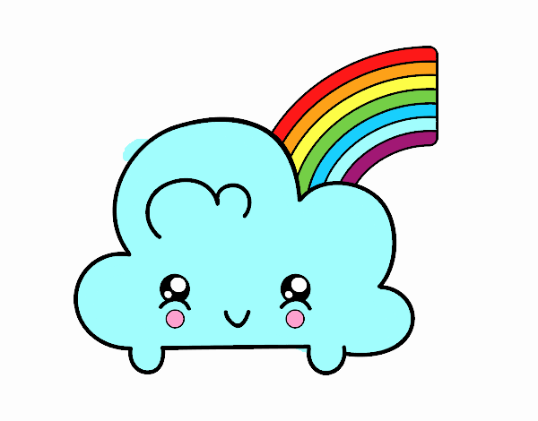 Nube con arco iris kawaii