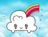 Nube con arco iris kawaii