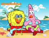 Bob Esponja y Patricio en bañador