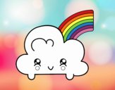 Nube con arco iris kawaii