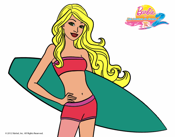 Barbie con tabla de surf