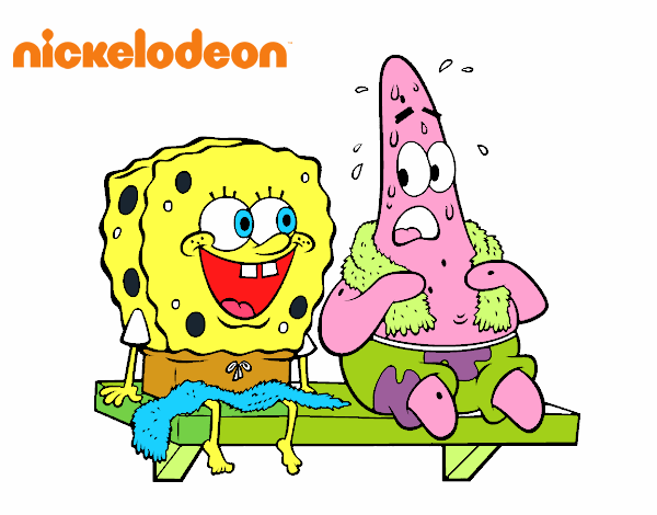 Bob Esponja y Patricio en bañador