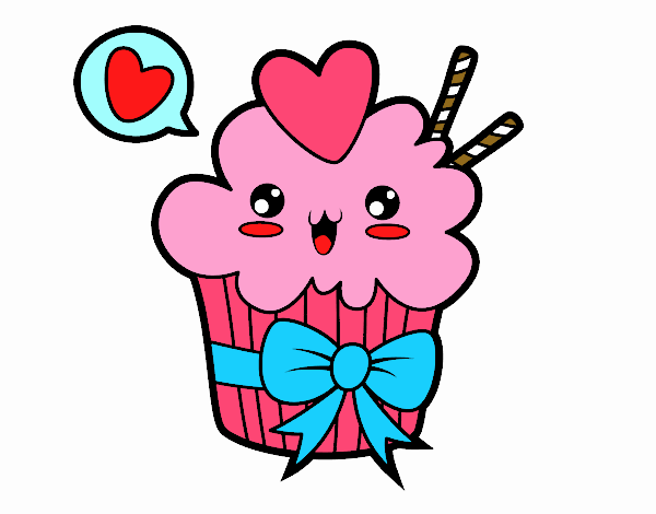 Cupcake kawaii con lazo