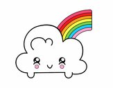 Nube con arco iris kawaii