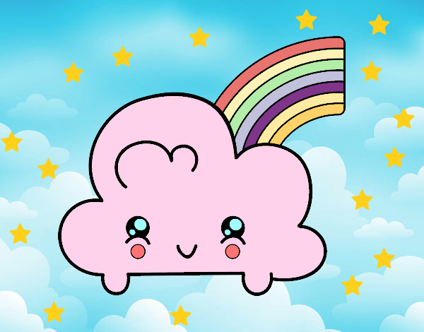 Nube con arco iris kawaii