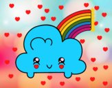 Nube con arco iris kawaii