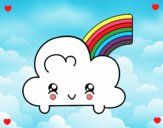 Nube con arco iris kawaii