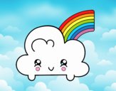 Nube con arco iris kawaii