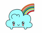 Nube con arco iris kawaii