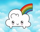 Nube con arco iris kawaii