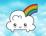 Nube con arco iris kawaii