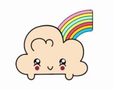 Nube con arco iris kawaii