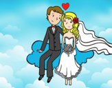 Recién casados en una nube