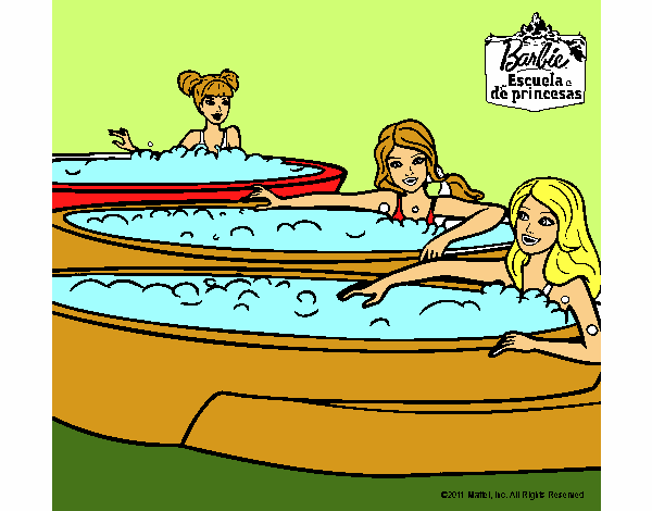 Barbie y sus amigas en el jacuzzi