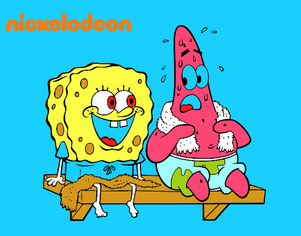 Bob Esponja y Patricio en bañador