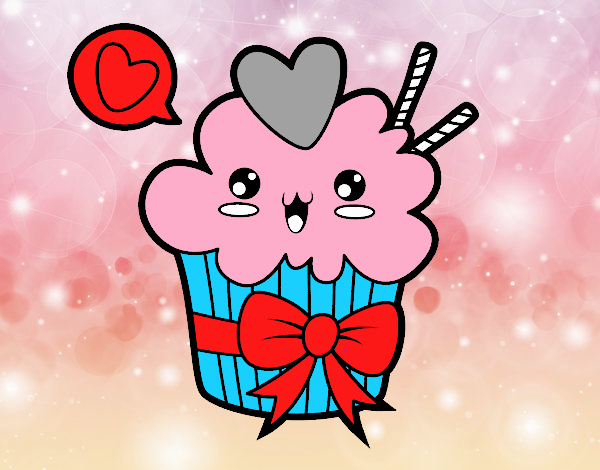 Cupcake kawaii con lazo