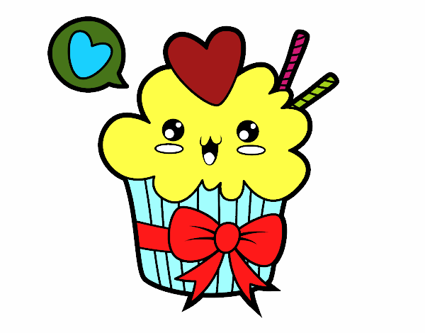 Cupcake kawaii con lazo