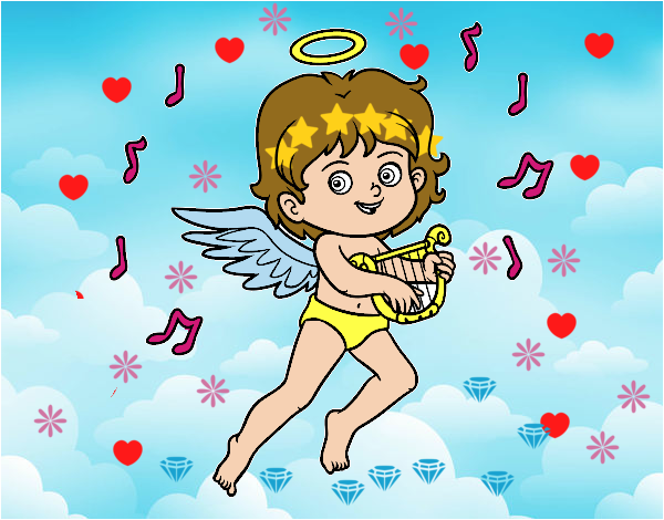 Cupido tocando el arpa